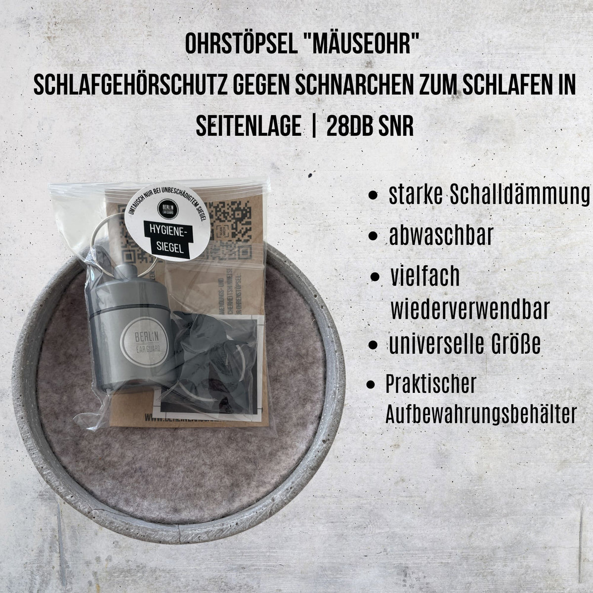 Tiefschlaf-Bundle Deluxe | Ohrstöpsel Seitenschläfer Pink | Ohrstöpsel Mäuseohr Schwarz | Schlafmaske Henry Schwarz | + Bonus Aufbewahrungsbehälter für ruhigen Schlaf