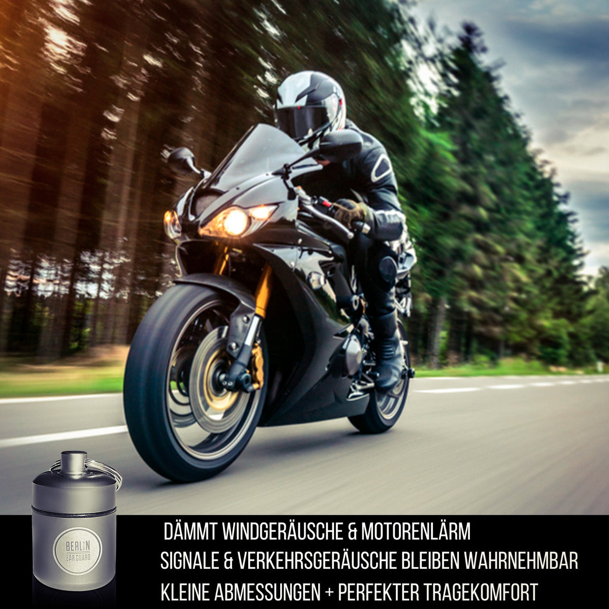 Motorrad - Ohrstöpsel Gehörschutz - Stöpsel "FEUERSTUHL" für unter Helm | 28dB - BERLIN EAR GUARD® OHRSTÖPSEL SHOP